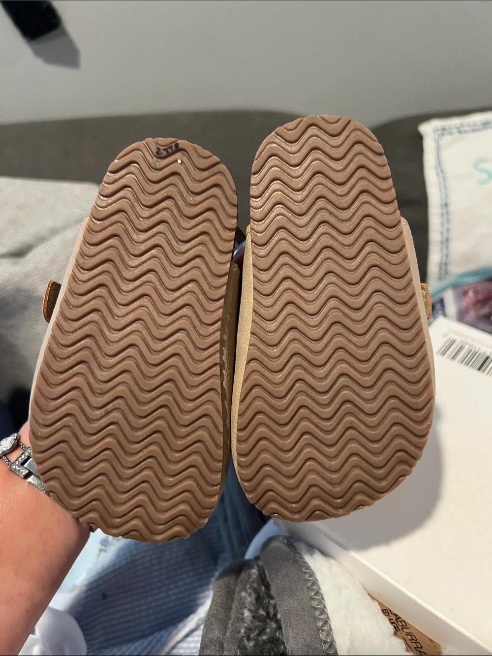 Kids Tan Suede Mary Jane Shoes